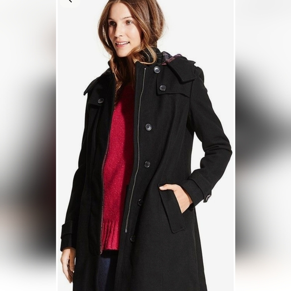 Tommy Hilfiger Navy Women's Single-breasted Wool-blend Coat Size Large - Picture 2 of 10